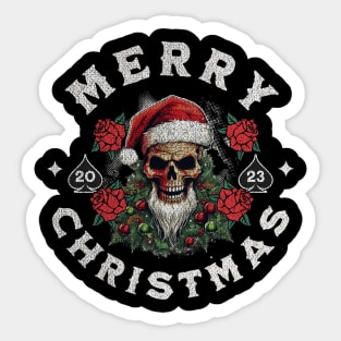 Merry christmas skeleton with santa hat Sticker